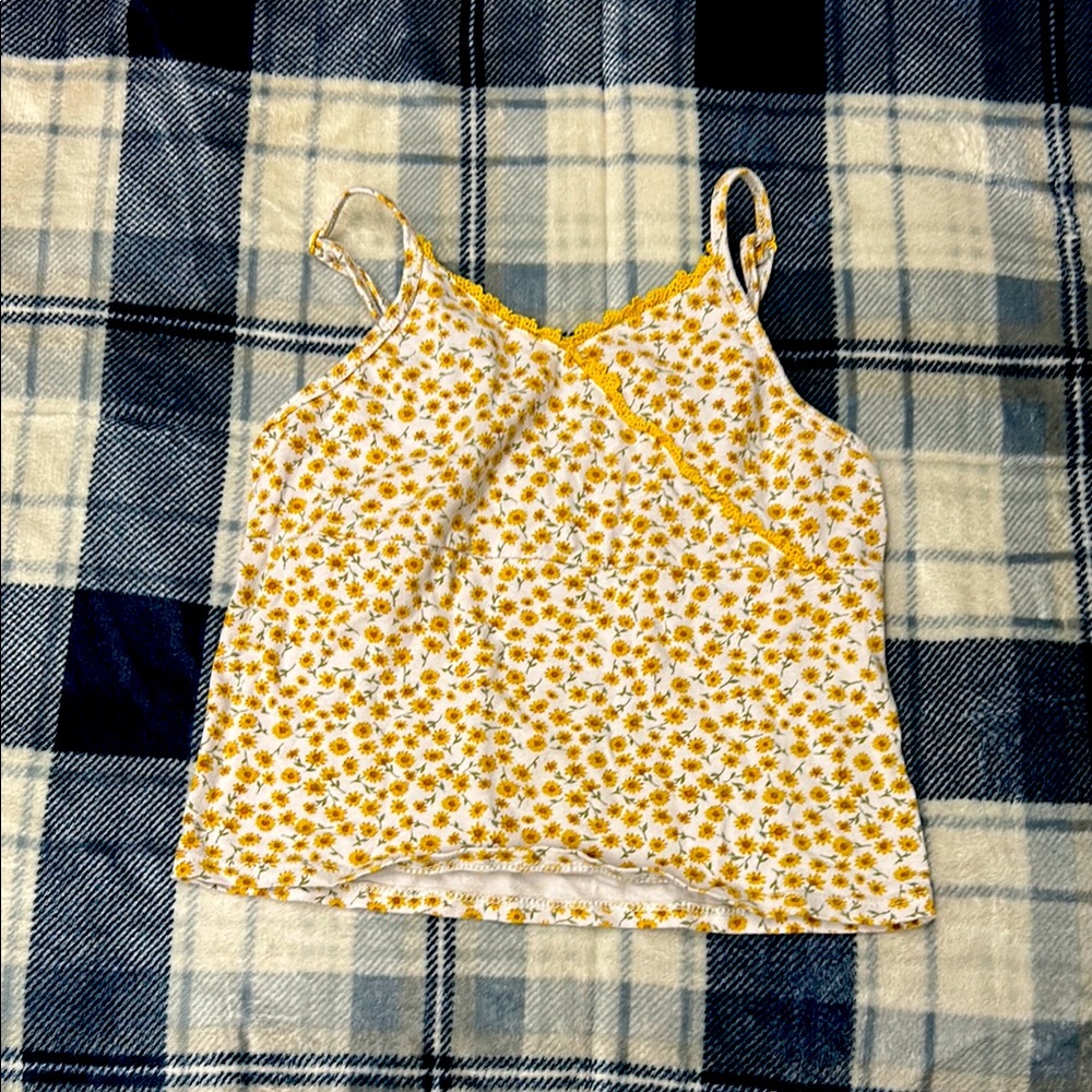 Floral Yellow and White Tank Top